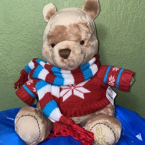 RARE NEW With tags Disney Store Winnie The Pooh 2008 W/Christmas Sweater & Scarf - Picture 1 of 4