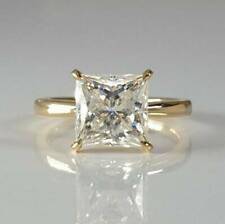 2Ct Simulated Princess Diamond 14K Yellow Gold Finish Solitaire Engagement Ring