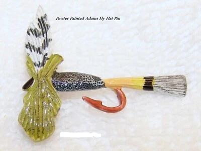 Painted Adams Fly Pewter Fishing Hat Pin - Image 1 of 3