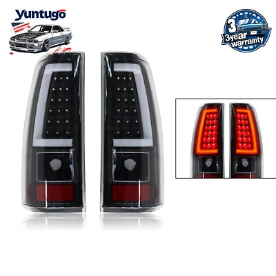 For 2003 04-2006 Chevy Silverado 1500 2500 3500 Black LED Tube Tail Brake Lights - Image 1 of 4