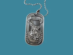 ST. MICHAEL ARCHANGEL RELIGIOUS NECKLACE PENDANT WITH CHAIN NEW DOG TAG - Picture 1 of 13