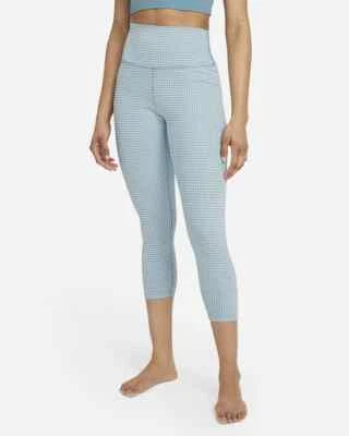 Women's Large L Nike Yoga High-Waisted Crop Gingham Plaid Leggings DA1092 - Image 1 of 4
