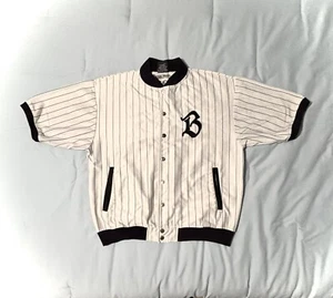 Brooklyn Xpress Pinstripe Baseball Shirt Jacket Pockets Yankees New York Men’s L - Picture 1 of 16
