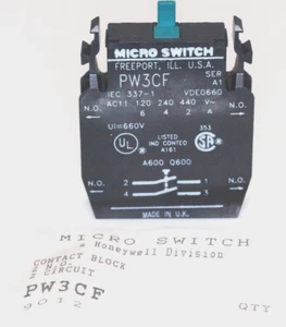 Micro Switch Contact Block PW3CF New dual N.O. In original package. Honeywell - Picture 1 of 3