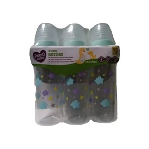 Paquete de 3 biberones estándar con cuello PARENTS CHOICE, 0+ meses, flujo lento 9 fl oz - Imagen 1 de 1