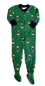 Hanna Andersson Infant Pajamas 9-12 M Zip Front Sleeper Xmas Robot Green NEW NWT - Picture 1 of 9