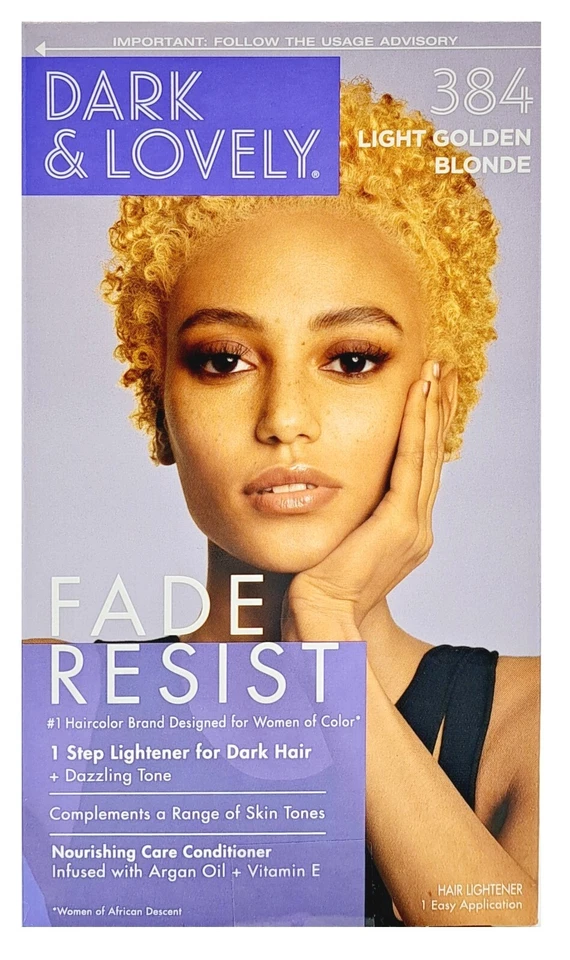 DARK AND LOVELY Color de cabello oscuro y encantador resistente a la decoloración - Color de cabello 384 rubio dorado claro