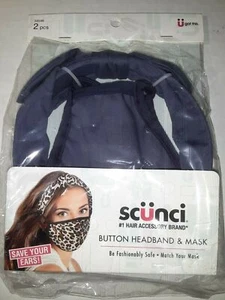 Scunci 2 pcs Woman Girl Mask and Button Headband Navy Blue Protection - Picture 1 of 1