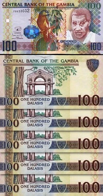 Gambia 100 Dalasis (2006) 2013, UNC, 5 Pcs LOT, Consecutive, P-29 - Image 1 of 4