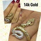 GOLd 14k snake ring red CZ solid gift her size 7.5 ask 5 5.5 6 6.5 7 8 8.5 9