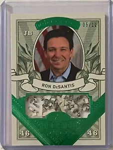 RON DeSANTIS #/D 5/10 2022 HOJA DECISIÓN DINERO TRITURADO RELIQUIA TARJETA MONEDA DE EE. UU. - Imagen 1 de 2