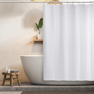Modern Fabric Shower Curtain w/Rust-Proof Curtain Hooks, Heavy-Duty, 72x72 WHITE - Picture 1 of 7