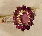 SIZE 81/2 -Q1/2 9CT YELLOW GOLD 2.49 RUBY &amp; 0.08ct DIAMOND RING VALUE $6505