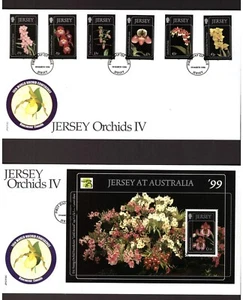 Estampillas de portada de flores/orquídeas FDC Jersey 1999 - Imagen 1 de 1