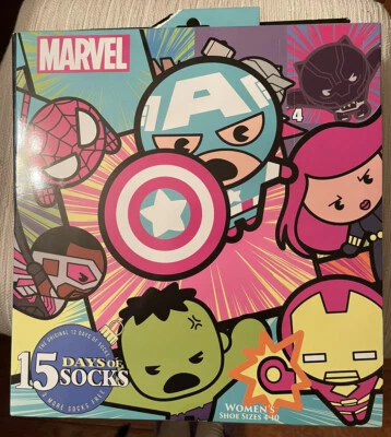 Marvel Women's Socks NIB Sz 4-10 Shoe Size 15 Days of Socks Marvel Heroes   - Image 1 of 2