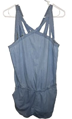 Fabletics Women's Chambray Blue Denim Romper Crisscross Straps Size M EUC - Image 1 of 4