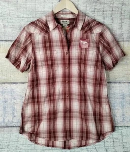 Ariat Real Billie Jean Womens Med Rust Copper Plaid Button Shirt Western Cowgirl - Picture 1 of 15