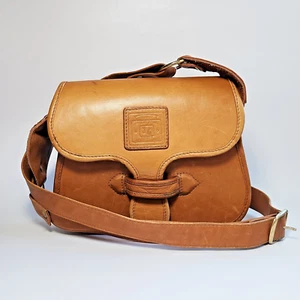 Vintage Handmade Tan Genuine Leather Women Saddle Cross Body Bag - Picture 1 of 21