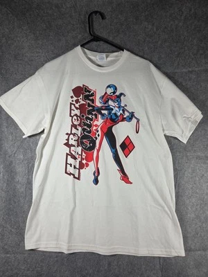 Camiseta Harley Quinn Grande De Colección Años 00 Y2K DC Comics Villain Camiseta Blanca Azul Rosa Foto 1 de 4