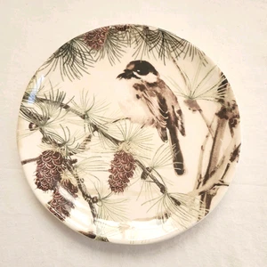 Plato de almuerzo de postre para ensalada Pottery Barn Snow Bird 8" árbol de piñas de repuesto - Imagen 1 de 4