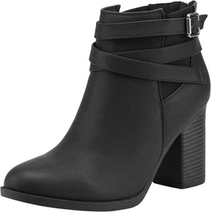 TOETOS Women's Chunky High Heel Ankle Boots Close Toe Fall Heeled Booties... - Picture 1 of 28