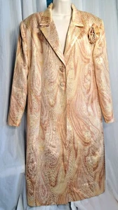 Vintage Night Studio Metallic Gold Rosegold Trench Maxi Coat Size 22 Altered - Bild 1 von 14