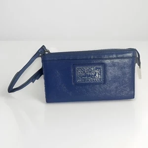 Coach Daisy Liquid Patent Leather Poppy Blue Wristlet Wallet - Picture 1 of 7