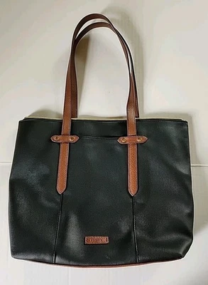 Cartera de mano Fossil para mujer con doble asa mediana negra/marrón Foto 1 de 4