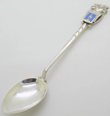 Cuchara de recuerdo de plata genuina austriaca vintage emblema Kitzbühel con sello 900 Foto 1 de 4