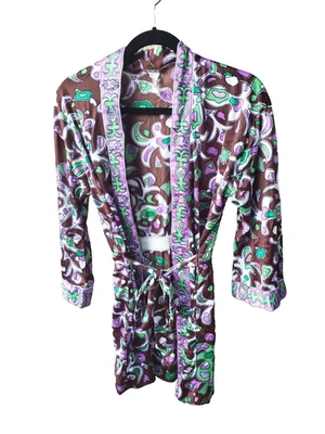 Roupão de natação Roxanne feminino vintage anos 70 tamanho G curto capa etiqueta união psicodélico hippie - Imagem 1 de 4