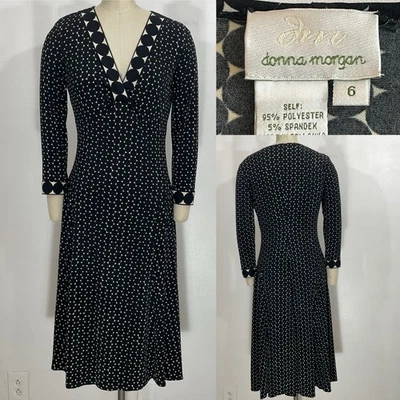 Donna Morgan Size 6 Black Ivory 3/4 Sleeve - Image 1 of 4