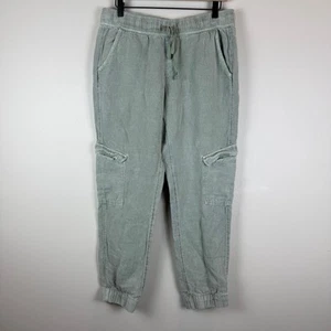 C&C California Jogger Womens Medium Green Linen Cargo Pocket Tapered Leg Gorp - Picture 1 of 9