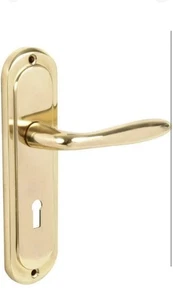 Manija de puerta con palanca de placa redonda Mocho - 1 par - latón pulido, 189 X 49 mm - Imagen 1 de 1