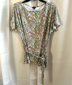 Talbots Women Top Size XL Paisley Western Retro Boho Fairy Romantic Floral 17046 - Picture 1 of 7