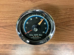 Vintage 70's SUN SST-802 8000 8K RPM Blueline Blue Line Tachometer Tach + Cup - Picture 1 of 10