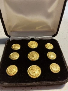 VTG Cadillac Cuff Links Buttons Collectible  24K Gold Plated GM 9 Pcs - Picture 1 of 7