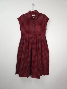 Toast Dress Size 10 Red Pihu Gingham Shirt Midi Peter Pan Collar Cap Sleeves - Picture 1 of 11