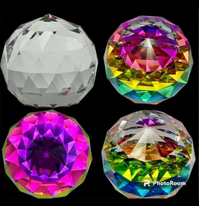 SWAROVSKI CRYSTAL 2 INCH ROUND PRISM RAINBOW PAPERWEIGHT WITH MIRRORED STAND - Picture 1 of 6