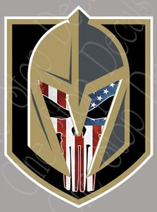 Vegas Golden Knights American flag Punisher helmet vinyl decal/sticker VGKL3-D - Picture 1 of 9