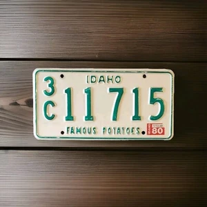 Idaho License Plate 1980 Greenie Famous Potatoes 3C11715 Caribou County Man Cave - Picture 1 of 2