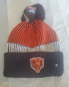 Gorra Sombrero Tejido Chicago Bears Azul Marino/Naranja/Rayas Blancas/Pom Juvenil Talla Nueva - Imagen 1 de 3