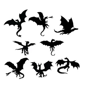 Pack of 8 Dragon Silhouette Stickers - Fantasy/Mythical - Laptops, Cars - Picture 1 of 11