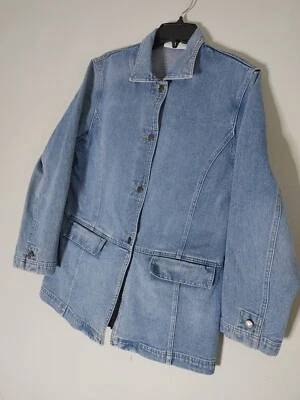 Vintage 90s Jones Wear Sport denim jacket size M Button front closure Minimal Ny - Image 1 of 4