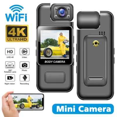 WiFi 4K Camera Camcorder 1080P Body Police Cam With Audio Video DVR IR Night Cam - Image 1 of 4