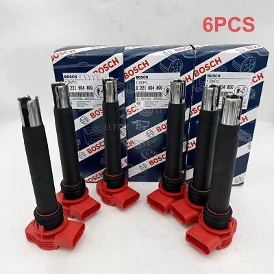 6x Red Top Ignition Coil Packs 0221604800 For Audi 3.0 3.2 FSI A4 A5 A6 Q5 Q7 - Image 1 of 4