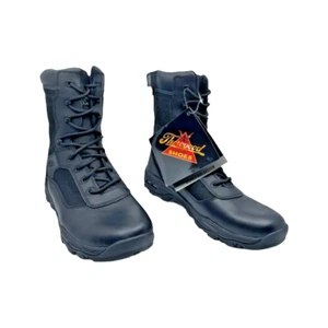 Thorogood Mens 8" Stealth Combat Boots Black Leather Side Zip Lace Up 12 M New - Imagen 1 de 12