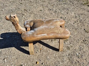 Kamelhocker Hocker Wohndekoration Holz Leder Vintage Ägypten - Bild 1 von 18