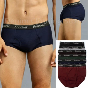 Lot 3 6 12 Pack Knocker Men's 100% Cotton Jacquard Elastic Band Briefs Underwear - Picture 1 of 5