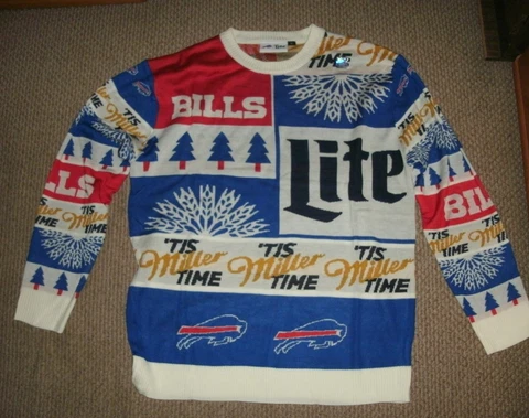 Buffalo Bills/Miller Lite--Holiday Ugly Sweater--Size: XL--BRAND NEW--FREE SHIP Cover