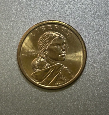 2009 P- New MS uncirculated upside-down letters Sacagawea dollar. Type A error - Image 1 of 4